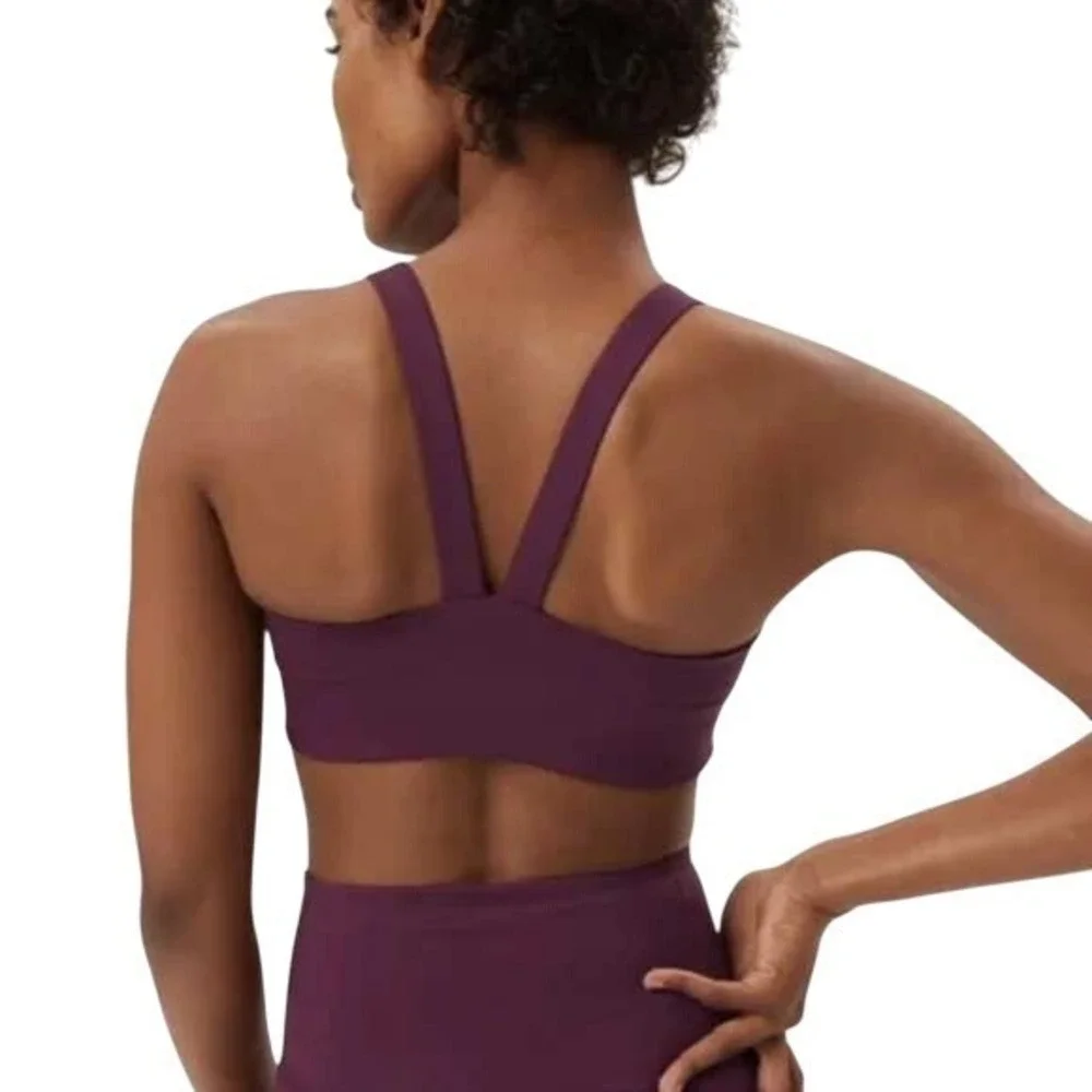 Girlfriend Collective‎ Lou Deep V-Back Sports Bra in Plum XL NWT